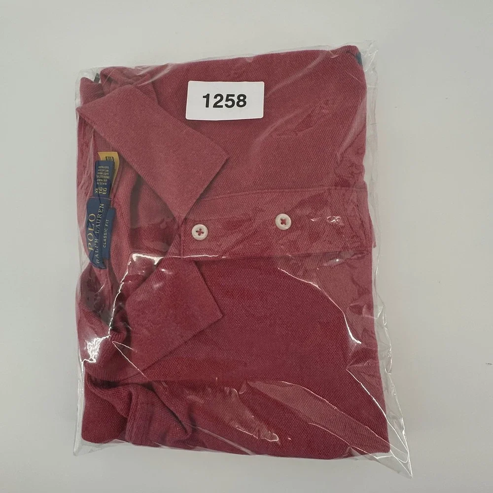 Polo Ralph Lauren Mens XL Classic Fit Heathered Red Cotton Pique Polo Shirt